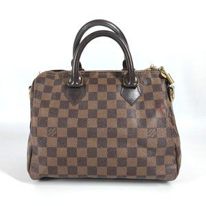 LOUIS VUITTON Authentic Brown Damier Canvas Speedy Bandouliere 25 Boston Bag